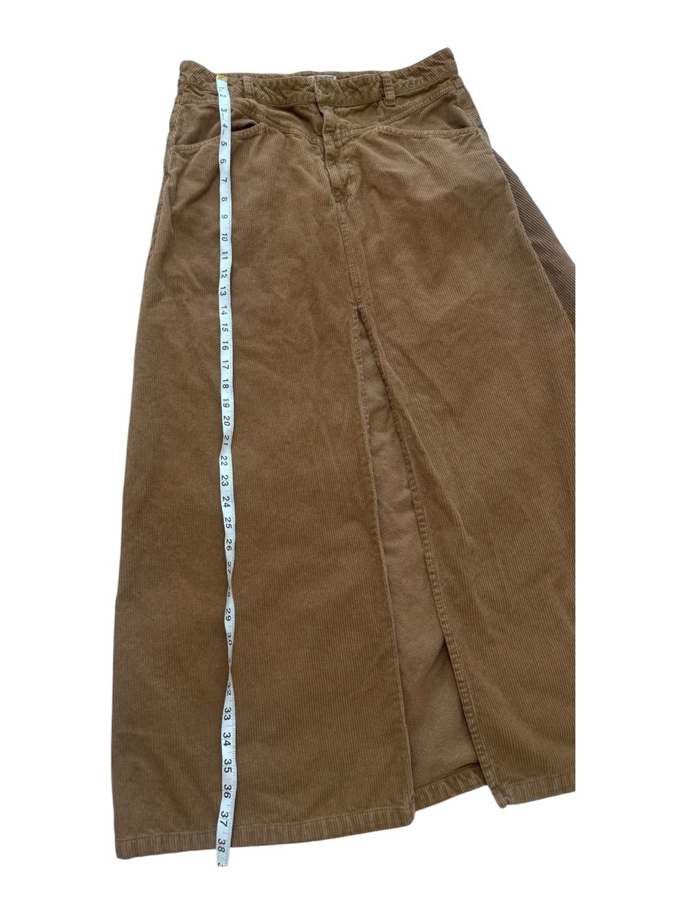 We The Free Corduroy Maxi Skirt with Front Slit in Brown - Picture 2 of 7